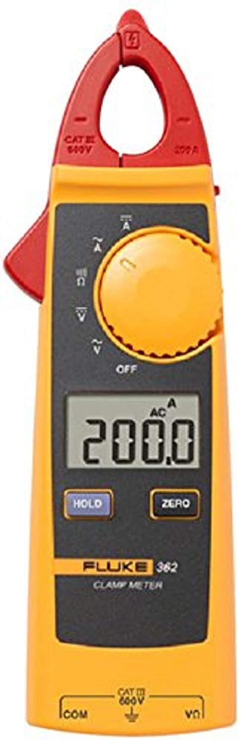 Fluke 362 Clamp MeterLightweight, thin and compactDesigned to fit easily in your pocket. The small 18 mm triangular jaw allows access into tight places where other clamp meters can’t reach, while providing the accuracy you can trust from a Fluke tool. This durable clamp meter is a must-have for basic maintenance clamp measurements200 A ac and dc current and 600 V ac and dc voltage measurement range3000 Ω resistance range, continuity detection • Zero function allows the display to be cleared for DC measurementsData Hold functionCAT III 600 V safety ratingFluke 362 Clamp MeterDesigned for one-hand operationFluke 362 Clamp MeterLarge, easy-to-read backlit displayFluke 362 Clamp Meter18mm triangular jaw allows for easy measurement on small cablesFluke 362 Clamp MeterSimple to use and gimmick-free.Fluke Measuring InstrumentsWholesaler of a wide range of products which include fluke 362 clamp meter, fluke clamp meter 302, fluke 376, fluke 355 clamp meter, fluke clamp meter 303 and fluke multimeter 107.