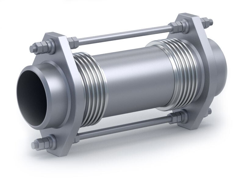 Universal tied expansion joints contain two bellows separated by a pipe spool with tie rods designed to withstand the pressure thrust force. These expansion joints are generally designed to accommodate lateral movement only. A universal expansion joint can be designed to have a very low lateral spring force to minimize forces on adjacent equipment. Large offset movements are possible in a universal assembly by increasing the distance between the two bellows. A two tie rod design can also accept angular deflection in a single plane.Features:· Absorbs large amounts of lateral movement· Unit length does not change with thermal expansion· Withstand the pressure thrust forceTypes of Movement:· Large lateral deflection· Angular rotation