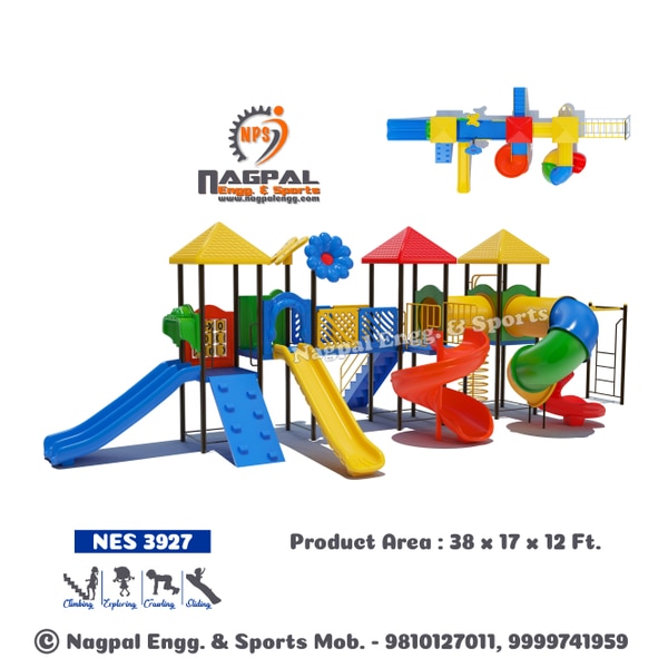 Multiplay SystemProduct Size: 41 x 17 x 12 FeetStructure: Metal Slides: LLDPE