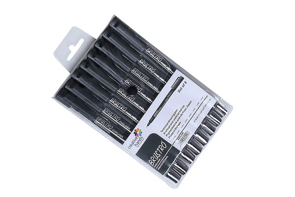 Technical Drawing Pen with archival ink black in colour.ink which is water proof, fade proof and UV resistant , The fiber pen tips .Ideal for Writing, Drawing and Sketching , The pigment liners have a ventilated top cover.Long metal tip, ideal for use with rulers and templates