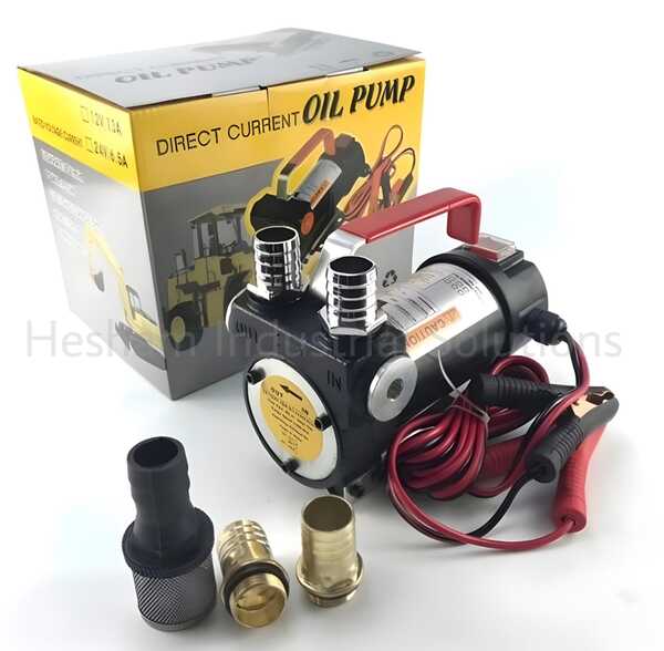 Heavy duty 12v pump is ideal for mobile-use pumping Diesel & Oil including Bio-diesel, Waste Vegetable Oil & Kerosene (no Petrol). Powered by 12V DC from any vehicle battery. Mountable pump base for mobile or fixed applications, durable body and carry handle. Featuring maximum 40L/min flow rate. Professional grade pump ideal for marine, caravans, RV, automotive and agriculture applications.Features-------------High Flow 40L/minLightweight and PortableDurable Body & Stainless Steel ShaftSuitable for pumping diesel, oil & alikeSpecifications:-----------------------Power: 155WPressure: 43.5PsiMax rate: 40L/MinVertical head: 10MMax sucking depth: 5MSelf priming: 3MPower cord: 1.8MWeight: 3.5kgDuty cycle: 30minCurrent draw: 12amp max2 alligator clips direct to power sourceInlet/outlet: (3/4