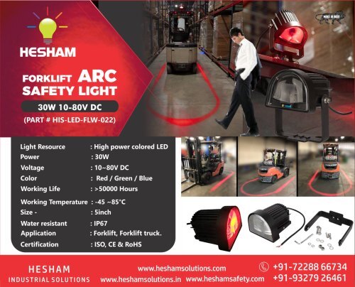 We are the leading entity in the industry, highly engaged in offering the best quality range of ARC Type Forklift Safety Light.*Body Material: Plastic*Power: 30 W*Voltage: 10~80 VDC*Model Number: HIS-LED-FLWS-022*Technique: LED*Working Temperature: -45 to 85
