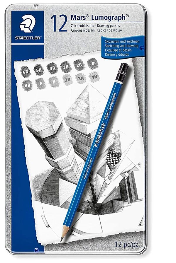 Staedtler Mars Lumograph Drawing Pencil For Design And Drafting - Pack Of 12 