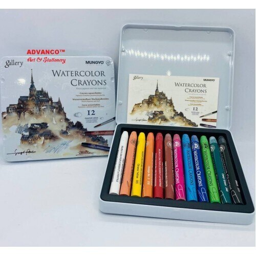 MUNGYO GALLERY WATERCOLOUR CRAYONS (SET OF 12 IN TIN BOX)