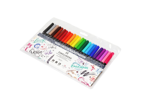 A set of precise fineliners in vivid, saturated colors.Due to the ergonomic, three-sided shape they are very comfortable to use. They contain water-based ink, which makes them washable from most fabrics. They have a tip with a thickness of 0,3 mm, which thanks to the special technology of the ink does not dry out if left without the cap for a long time. The felt-tip pens will be perfect for creating accurate drawings and comics, including creating miniature illustrations and small details. They're also great for highlighting important information and making notes.