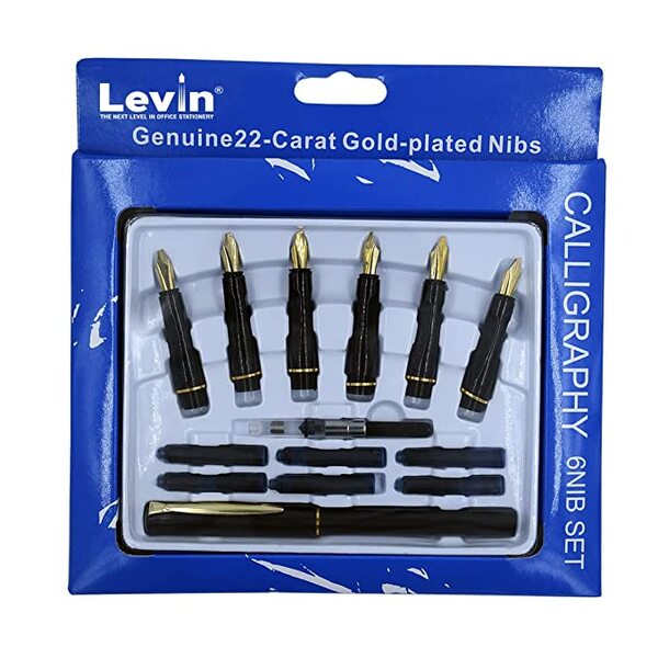 Levin Calligraphy Set with 6 Nibs & 6 Ink Cartridges Small Lettering Pen Set- for Hobbyists, Enthusiasts and Professionals product image