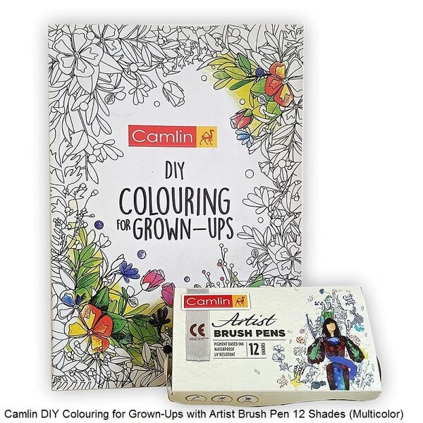 CAMLIN DIY COLOURING FOR GROWN-UPS WITH ARTIST BRUSH PEN 12 SHADES (MULTICOLOR)