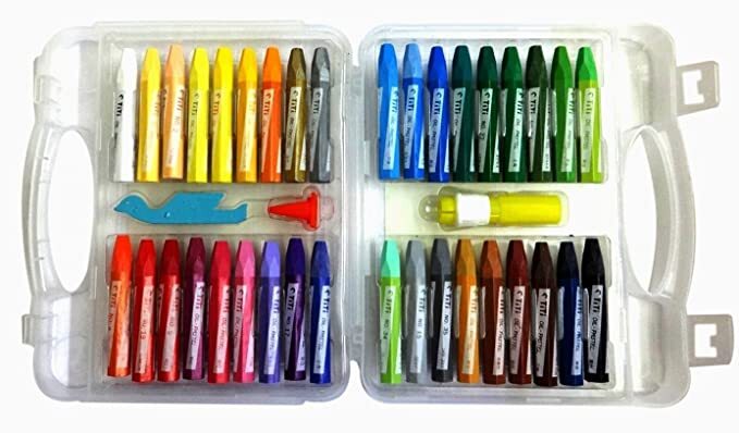 TITI Non-Toxic Oil Pastel Crayon Sticks with Plastic Carry Case - Set of 36