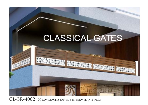 Balcony Railings ~ 100 MM Spaced Panel + Laser Design Panel + Intermediate Post