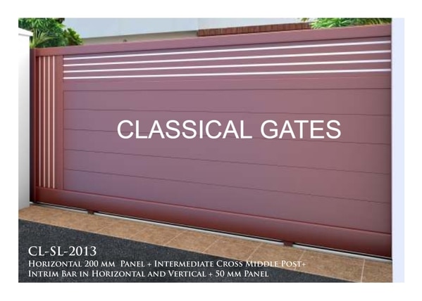 Sliding Gates ~ Horizontal 200MM Panel + Intermediate Cross Middle Post + Intrim Bar in Horizontal and Vertical + 50MM Panel