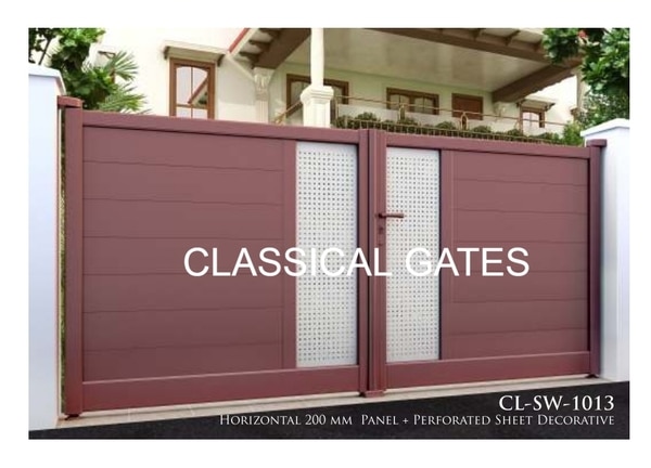 Swing Gates ~ Horizontal 200 mm Panel + Perforated Sheet Decorative