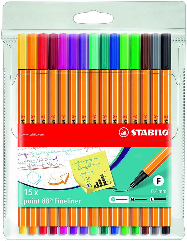 Europe's number one fineliner.Metal-enclosed tip for a long lifespan.Suitable for use with rulers and stencils.Available in 47 brilliant colors.Long cap-off timeCountry of Origin: Germany