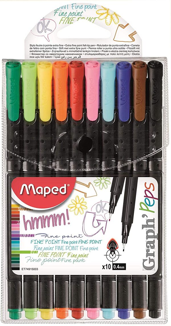 Maped Peps Fine Felt Tip Pen Set - Pack of 10