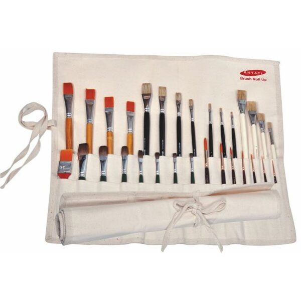 Khyati Artist Aprons are made from 100% Cotton Canvas. They keep brush bristles safe and are very handy & easy to use.Brush Roll-Up (Big): 30 PocketsChest Apron: 5 Brush Pockets, 2 Big Pockets & 1 Mobile PocketWaist Apron, Big: 14 PocketsWaist Apron, Small: 7 Pockets