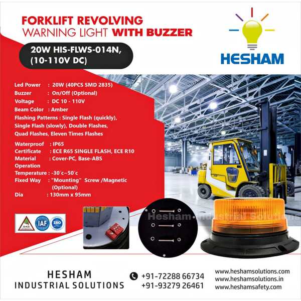 Forklift Revolving Warning Light With Buzzer (20W HIS-FLWS-014N, 10-110V DC)
