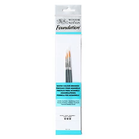 Winsor & Newton Foundation Brush Set of 3 for Watercolours - Golden Synthetic - Round 2, 4, 6 