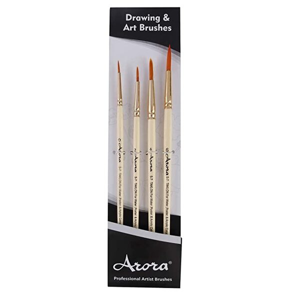 Arora 4pc Round Painting Brush Set for Watercolor & Acrylic Painting