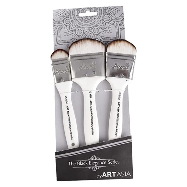 Art Asia Artist Quality 3pc Synthetic Filbert Tip Paint Brush Set for Watercolor Painting 25mm , 38mm & 50mm
