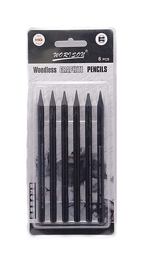 Worison Woodless Graphite Sketching Pencils for Artist & amateur's 6pc