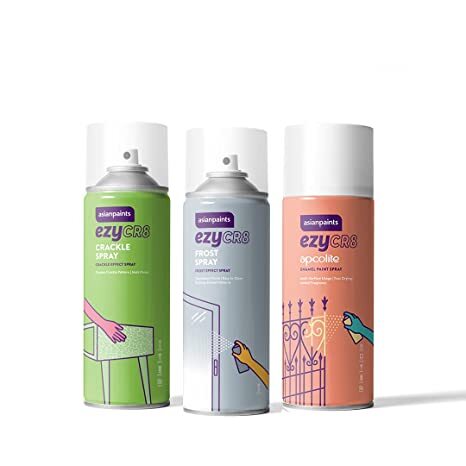 ENAMEL SPRAY PAINT – Paint anything instantly with ezyCR8 Spray Paint by Asian Paints that takes 50% lesser time to dry compared to the conventional brush + enamel system.DIY HOME DÉCOR – Add a pop of color to your décor with this Enamel Spray Paint for metal, canvas, glass, wall, and wood surfaces.SPRAY PAINT FOR – Cars, Bikes, Metal Gates/GrillsEASY TO USE SPRAY – The spray paint comes in an aerosol spray paint can packing that makes it extremely convenient to use.HIGH GLOSS FINISH – The DIY spray paint is made to provide smooth & durable finish to your projects with high gloss and better adhesion.CORRECT USE – Spray from a distance of 25-30 cm. Press spray button firmly with steady even strokes while moving can rapidly back and forth. Finger must not protrude over front edge of spray button.PAINT COVERAGE – The spray paint offers a coverage of 8 to 10 sqft. for 200ml can and 16 to 20 sqft. for 400ml can.Reach out to (Asian Paints ezyCR8) for any queries on how to use this product