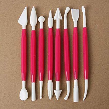 Plastic 8 Pieces 16 Shape Modelling Fondant Cake Cookie Decorating Tools Shaping Decoration Carving Moulding Sculpting Gum Paste Sugar Craft Set