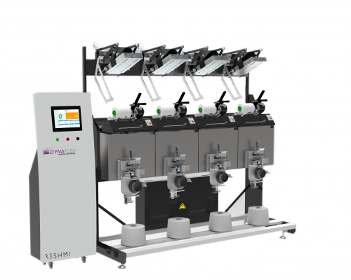 Reshmi’s new 74 Series is the Latest Modular Winding Platform available with three winding Systems. Winding systems such as Precision, Dynaflex and Fix angle (Random) are available on 74 Series DF Which is suitable to wind all Staple Fibres.