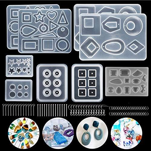 The full set of accessories: including 8 kinds of jewelry molds, there are a variety of styles for you to choose from, we also provide 40 pcs earring hooks, 50pcs large jump rings and 50pcs small jump rings, 50pcs head pins and 50pcs eye pins.Does not contain resin and color. (The number of accessories is manual, please allow errors, thank you for your understanding)High-quality silicone resin: All resin molds are made of high-quality silicone resin materials, with high flexibility, durability and reusability. Easy to use and clean.Non-stick silicone mold: The silicone resin mold with a smooth inner surface, which is easy to release when the resin is cured. Very suitable for DIY crafts. You can add fillers such as dried flowers according to your own ideas to create unique resin artwork. Provides you with a vast space for making exquisite artworks.Wide range of applications: Epoxy resin casting molds are compatible with most resins and casting materials, such as epoxy resin, cement clay, polyester resin, glue, soap, wax, candles, etc. You can also add pigments, dried flowers or sequins Make unique gifts.After-sales Service? Each product has passed the quality inspection before leaving the factory. If there is a problem, please contact the seller first, and we will actively solve it for you! Thank you for your support and wish you a happy shopping.