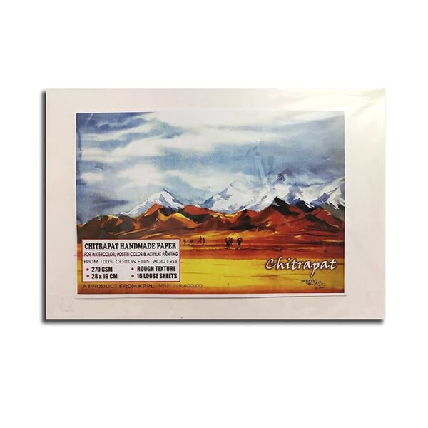  Chitrapat Rough Textured Handmade Paper for Watercolor/Poster Color/ Gouache /Acrylic Painting/ 270 GSM/ 1 Pack  A3