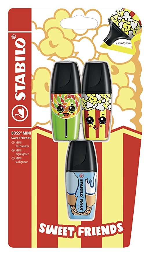  STABILO BOSS MINI Sweet Friends Highlighter Green/Yellow/Blue
