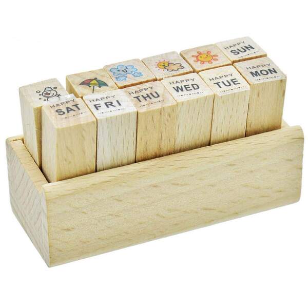 Wooden Stamp Week Days Design (Stamp Size: 1x1 cm)