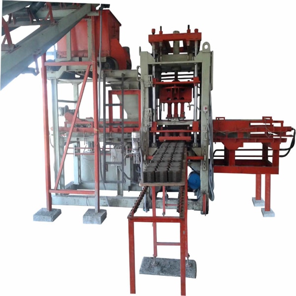 Automatic Vibro Compacting Type Bricks & Blocks PlantModel: ENDEAVOUR-iC500Type: Vibro Compacting Type Multi Product MachinePan Mixer Capacity: 600 Kgs per BatchProduction Capacity:Hollow / Solid Blocks: Size - 200 X 200 X 400 mm = 2 Blocks per Stroke = 250 Blocks/Hr.Hollow / Solid Blocks: Size - 150 X 200 X 400 mm = 3 Blocks per Stroke = 350 Blocks/Hr.Hollow / Solid Blocks: Size - 100 X 200 X 400 mm = 4 Blocks per Stroke = 500 Blocks/Hr.Unipave Paver Blocks: Size - 125 X 250 X 80 mm = 6 Blocks per Stroke = 600 to 800 Blocks/HrBricks Size: 230 X 110 X 75 mm = 8 Nos per Stroke = 1300 to 1500 Bricks/HrCycle Time: 18 to 35 Seconds Depending on Product Size & TypePallet Feeding: AutomaticTotal Connected Power: 34 HP / 25.05KW - 3 Phase / A. C. / 440 Volts / 50 HtzPallet Size: 570 X 570 X 19 mmDetails & Specifications are Subjected to Change without Prior Notice.Price: 28,35,000.00 + GST + Transportation