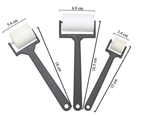 Set of 3 Plain Foam Roller Brushes for Painting, Art and Craft Projects