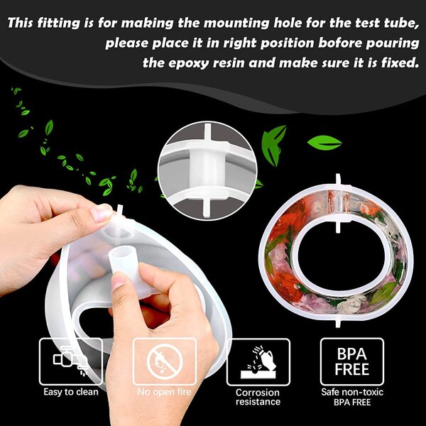 Round Vase Resin Mold Plant Propagation Station Silicone Epoxy Moluds with 1pcs Test Tube & Bush Planter Vase Silicone Molds for Resin Home...