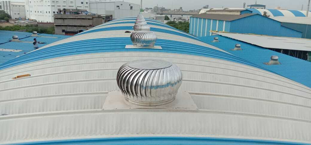 Roof Air Ventilator supplier In Kadi. Roof Turbo Ventilator. Under the surveillance of our knowledgeable professionals, this ventilator is manufactured from the superior quality raw material and cutting-edge technology at our premises. The offered ventilator draws fresh air from outside and replaces it with polluted and hot inside air. Apart from this, provided ventilator is available in different technical specifications for our prestigious clients. We are offering Aluminium Turbine Air Ventilators to our clients. These air ventilators are manufactured by making use of the potential energy and kinetic energy that are concealed in the wind. The Benefits of Air Ventilators:•	It is no electricity or energy costing and noiseless, exhausting air naturally and effectively.•	It can work for a long time so as to make fresh air circulating.•	Easy to install.