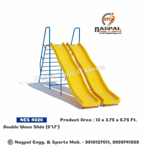 Playground Slide -Double Wave Slide FRP SeriesProduct Code NPS 4020Slide - FRP ISO Gal Coat Finish surfaceLadder : Metal