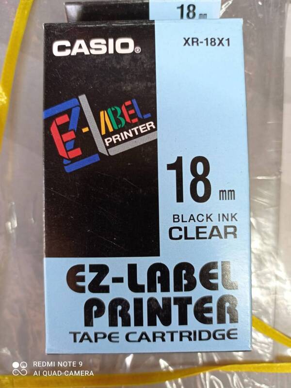 EZ Label Printer 18 Mm Black Ink Clear