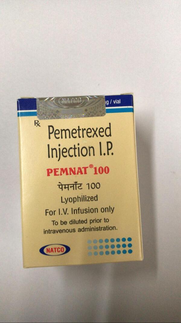 Pemnat 100mg Injection is used in the treatment of non-small cell lung cancer and malignant pleural mesothelioma.