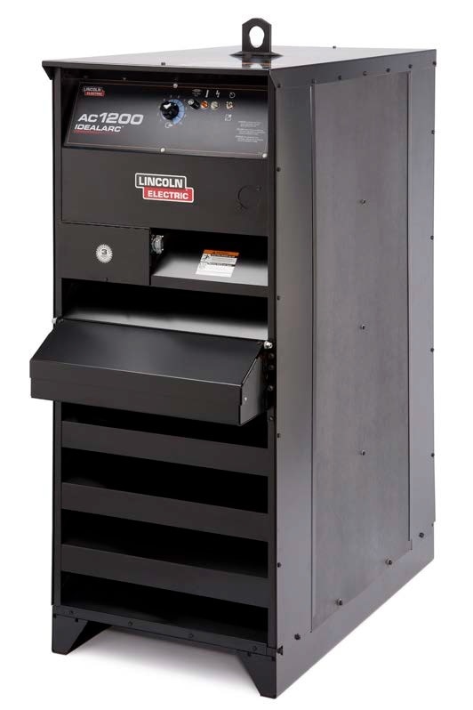 Key Features:The Idealarc® AC1200 submerged arc power source is specifically designed for operation with Lincoln Electric’s NA-4 automatic wire feeder. It is a power source that you can count on day-in and day-out to provide proven performance.FEATURES• Scott® connection taps standard for two AC welding heads operated in tandem• Rheostat adjusts the output settings while welding or at idle• Three output studs with overlapping ranges• ±10% input line voltage compensation for maintaining weld consistency• Thermostat protection from current overload and excessive temperatures• Terminal strip for remote control and wire connections and output studs for welding cables• Removable side panels for easy access to internal parts• Windings and rectifiers protected against moisture and corrosive environments• Seven-year warranty on power rectifier