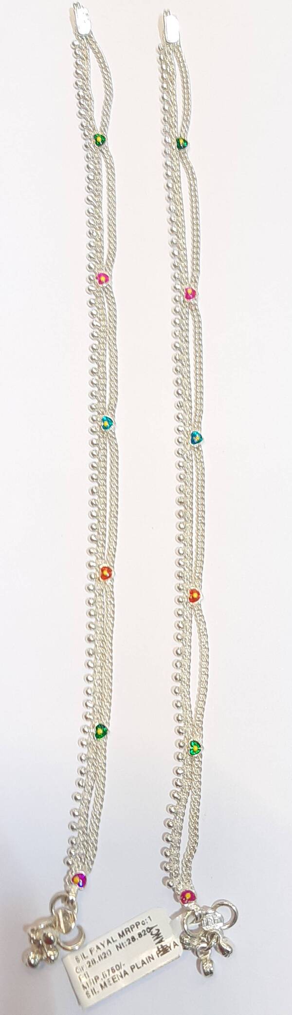 silver meena plain payal