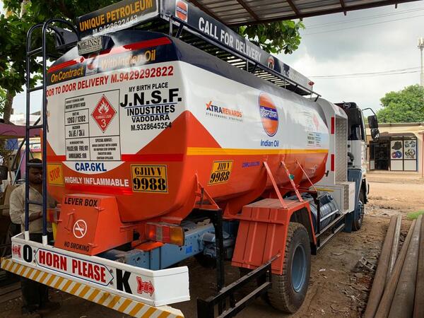 The tanker is fabricated as per the PESO CCOE Petroleum rules as per the guidelines of the Indian Oil Corporation Ltd (IOCL). With Indian Oil Type Steel Locking Aluminium Chequred Plate and Vapor Recovery System for E-Locking. All Capacities from 12 KL to 40 KL with PESO Form 11 License. Complete Paint works with the best quality stickers as per the approval of IOCL. 