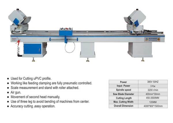UPVC Window And Door Making Machines Double Head Cutting Machine SJ03-3500