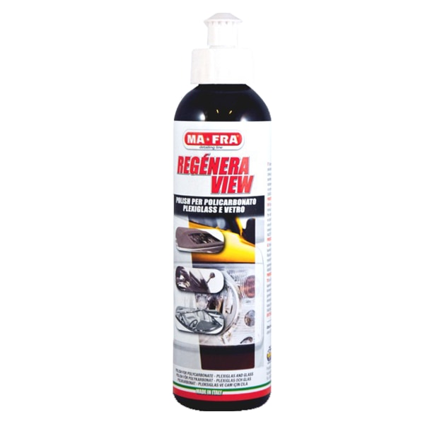 Available in 250g. This product restores the brilliance and clarity of all kinds of front optical units made of acrylic material and polycarbonate. Its formula, based on water-resistant polymers, removes even the slightest traces of oxidation and the chemical contamination on the surface. For highly contaminated plastic materials, a treatment cycle using REGÉNERA HEADLIGHTS KIT needs to be carried out. This headlight cleaner is the best suited product for faster and easier restoration of faded headlight which improves your visibility.