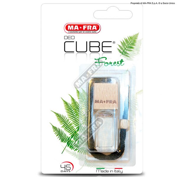From the MA-FRA experience in car perfuming, the brand new and very elegant DEO CUBE line is born. A line of car fragrances to delight and satisfy the need for a refined and perfumed environment in the car. The cube-shaped wooden cap has been specially designed to guarantee an intense and constant release of the fragrance over time Ideal for cars, the DEO CUBE FOREST car air freshener can be used to perfume even small rooms.