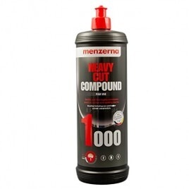Available in 1kg. Menzerna Heavy Cut Compound 1000 is a powerful polishing compound approved for scratch removal on newly cured paint and older paints. This silicone-free, low-dusting compound removes sanding scratches, overspray, and swirls like an aggressive compound but PowerGloss finishes like a car polish!