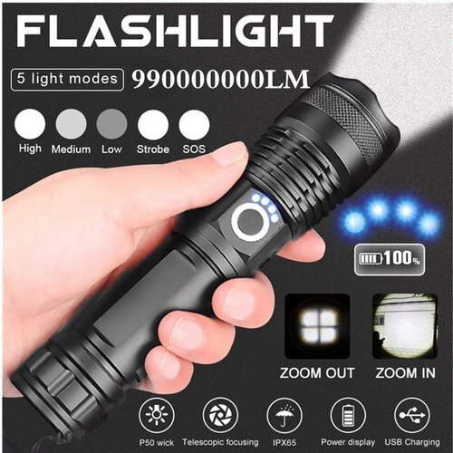 Rechargeable XHP-50Z Hand Held LED Torch