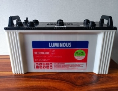 RC 18000ST Capacity: 150Ah Key feature for Battery :Highly efficient but compact in size. Ideal for heavy duty application with excellent overcharge tolerance, superior performance during long and frequent power cuts and minimum maintenanceRunning Load :-1 Fridge (250 Liter), 1 led TV 40