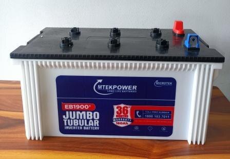 Capacity	160 AhBattery Type	Jumbo TubularVoltage	12 VWarranty	36 MonthModel Name/Number EB1900
