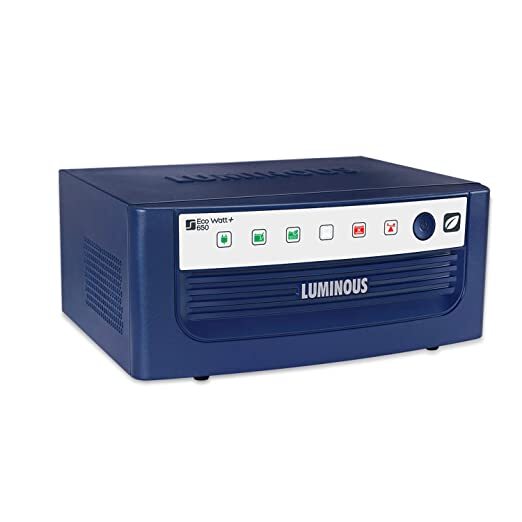 Brand:  LuminousItem Dimensions LxWxH: 35 x 18 x 19 CentimetersItem Weight:	7660 GramsFeatures:Battery: Supports a single battery. The battery can be a flat plate, tubular, VRLA, or SMF.Inverter Type: Square wave output ensuring the safety of your appliances.Protection: Overload, deep discharge, short-circuit, reverse polarity & input mains protection.Processor: Built with advanced PCB programming, microprocessor and FSW transformer.Compatible: CFL, tube light, ceiling fan, bulb, LED TV, refrigerator.Maximum Power Consumption: 352 watts - 387 watts; Recommended Battery Capacity: 120 Ah - 150Ah.