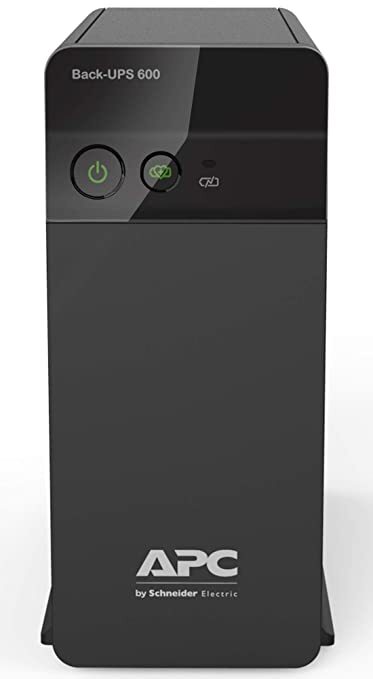 Brand APCBattery Cell Composition Lead AcidItem Dimensions LxWxH 23.7 x 10.7 x 21.8 CentimetersVoltage 230 VoltsColour BlackAbout this itemCompact Design Line Interactive UPS with Load Capacity of 360 Watts / 600VA. Output Frequency (sync to mains) : 47 - 63 Hz Sync to mainsThree Battery Backed up and Surge Protected 6A, 2/3 Pin Output Indian Power SocketAutomatic Voltage Regulator (AVR) with Wide Input Voltage Range 145-290V, Transfer Time - 10 ms typical : 12 ms maximum1x7.2Ah Battery provides 20 - 75 min. Back-Up time *as per the loadGenerator Compatible; Compatible with low power loads e.g. Wi-Fi router, DSL modemCold start capability allows the load to power on just on battery; Stays quiet during a changeover from mains to generator