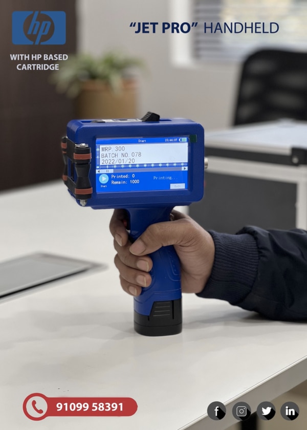 Print Height - 1 mm to 12.5 mm Print HeightCPU - Quad Core 1.4 GHzOperating System- LinuxPrint Resolution - 600 DPIInk Type- Water & Solvent BaseBattery- 2600 MAH